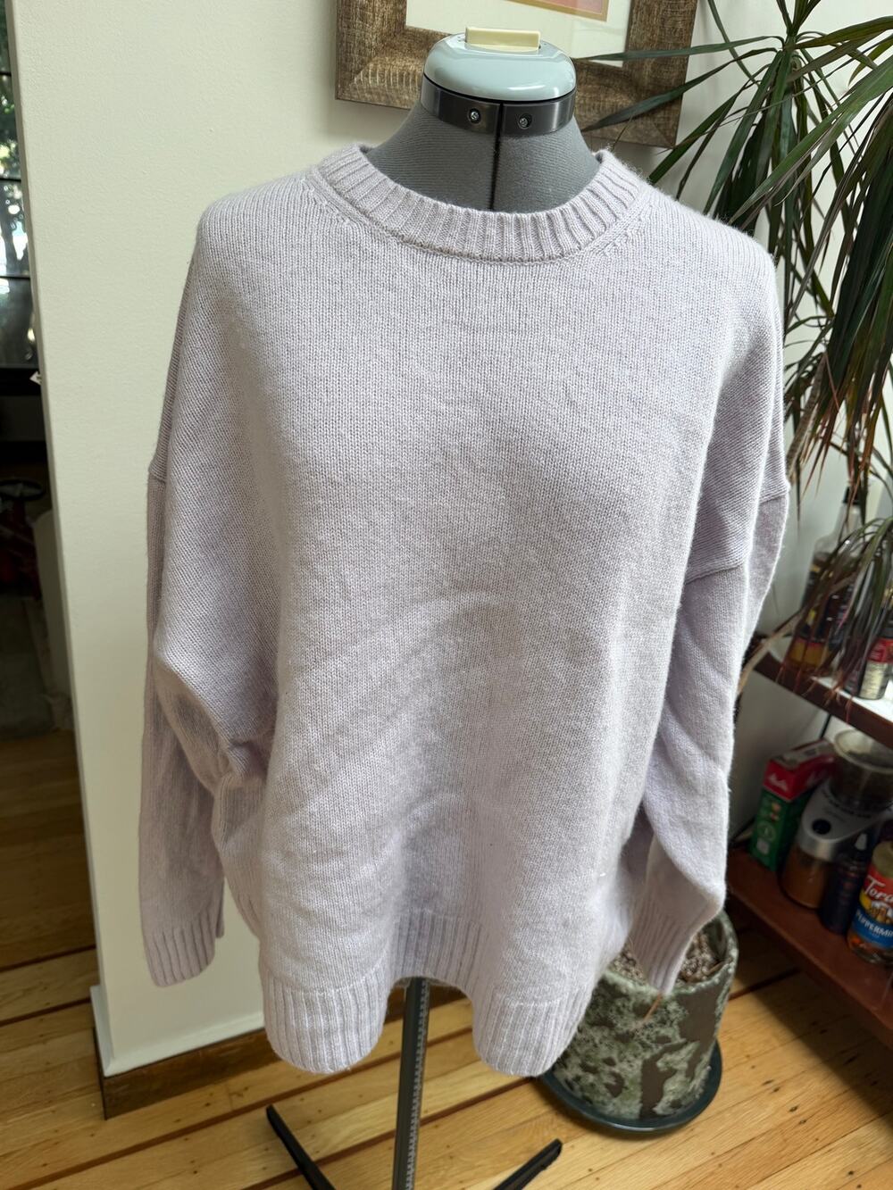 COS Lilac 100% Wool Oversized Crewneck Sweater Small Minimalist Scandi Knit